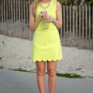 J. Crew scalloped lime dress